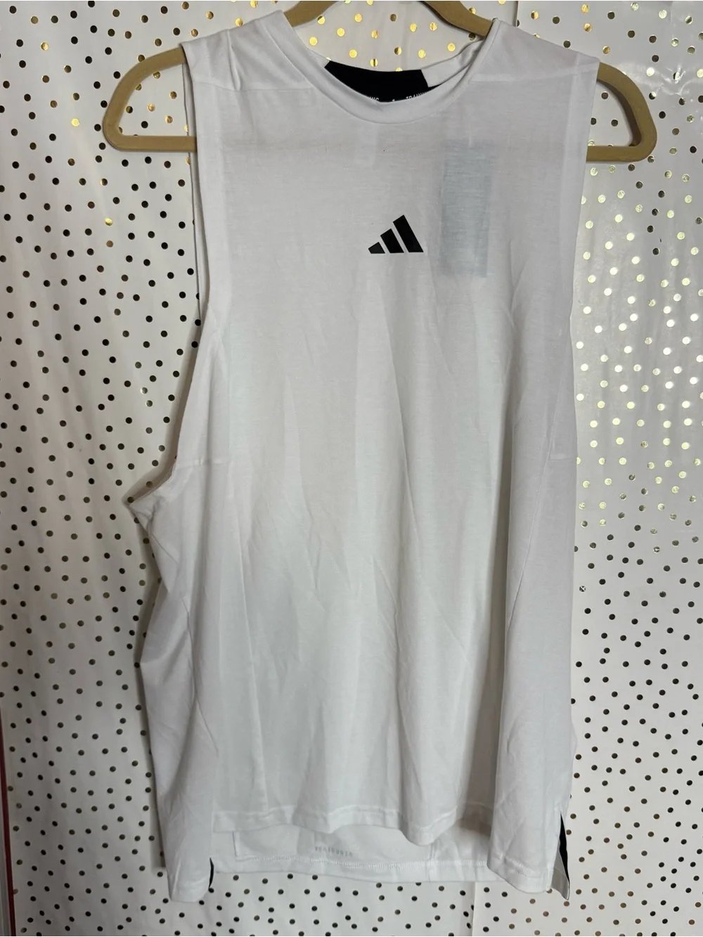 adidas White Sleeveless Workout Tank with Black Logo